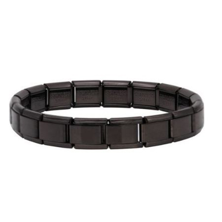 Embellished-18 Inter-Link Charm Bracelet Black-9mm