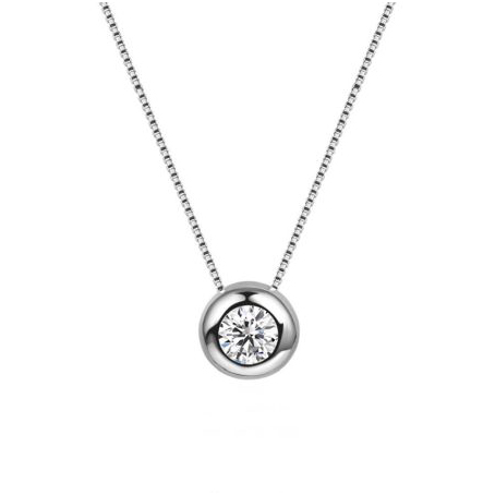 Embellished 925 Sterling Silver Zirconia Bold Single Pendant NecklaceEMBSN136