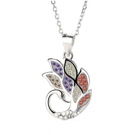 Embellished Women 925 Sterling Bird Pendant NecklaceP19029