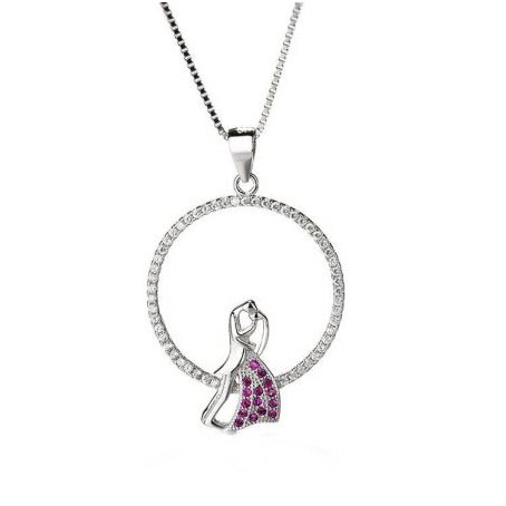 Embellished Women 925 Sterling Dancing Couple Pendant Necklaces