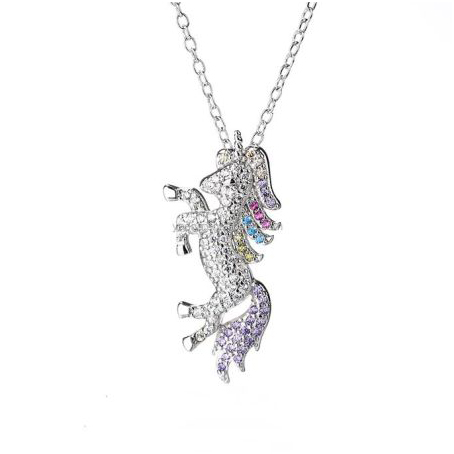 Embellished Women 925 Sterling Silver Unicorn Pendant Necklaceuni001