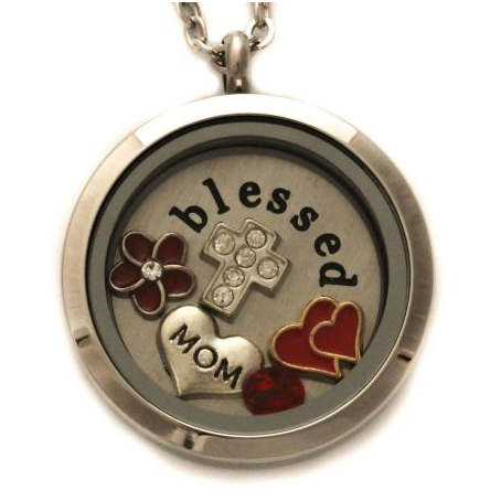 Floating Locket Necklace-Stainless Steel - Blessed