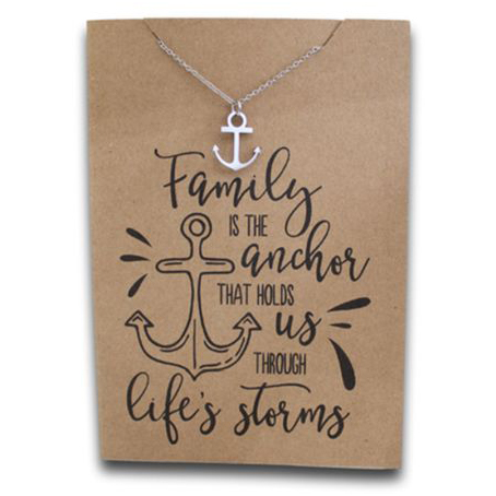 Stainless Steel Necklace On Message Card-Anchor Life Storms