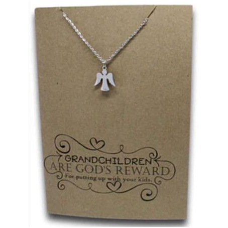 Stainless Steel Necklace On Message Card-Angel Grandparents