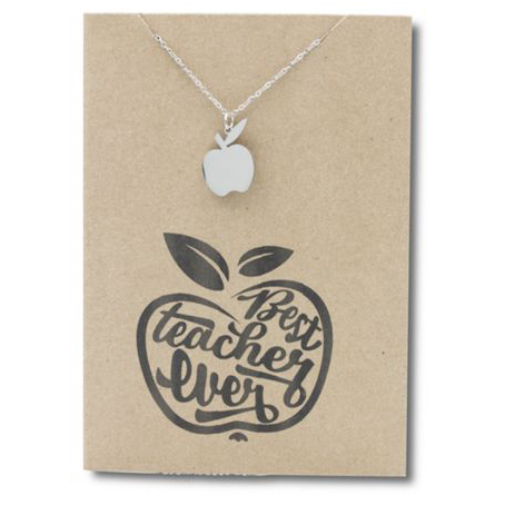 Stainless Steel Necklace On Message Card Apple Best Teach EverNECKLACE387
