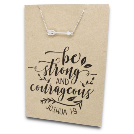 Stainless Steel Necklace On Message Card Arrow Be StrongNECKLACE086