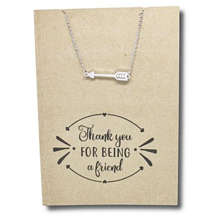 Stainless Steel Necklace On Message Card-Arrow Friend
