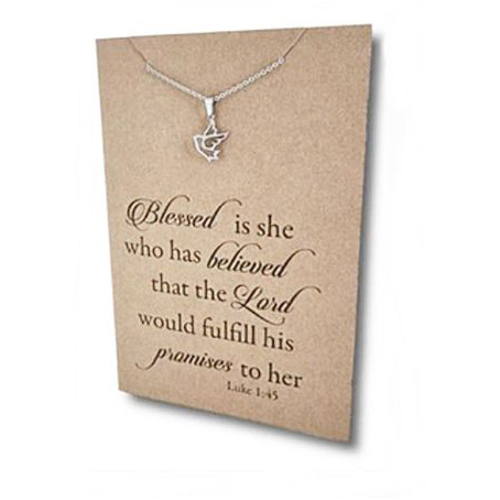 Stainless Steel Necklace On Message Card-Bird