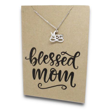 Stainless Steel Necklace On Message Card Blessed MomNECKLACE102