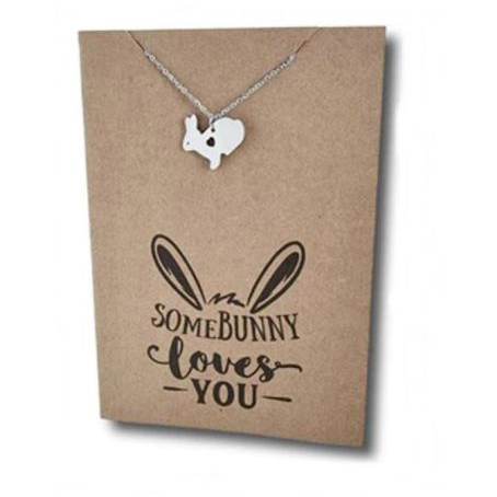 Stainless Steel Necklace On Message Card BunnyNECKLACE119