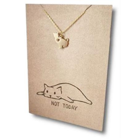 Stainless Steel Necklace On Message Card-Cat Not Today