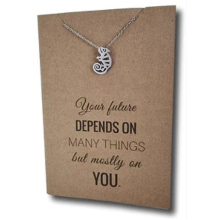Stainless Steel Necklace On Message Card Chameleon DependsNECKLACE310