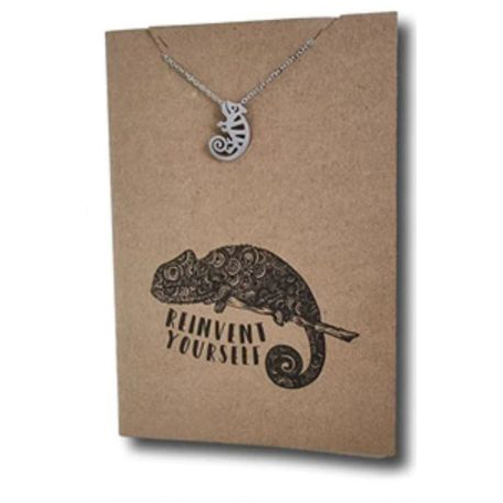Stainless Steel Necklace On Message Card-Chameleon Yourself