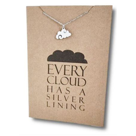 Stainless Steel Necklace On Message Card Cloud Silver LiningNECKLACE334