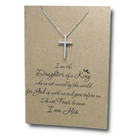 Stainless Steel Necklace On Message Card CrossNECKLACE002