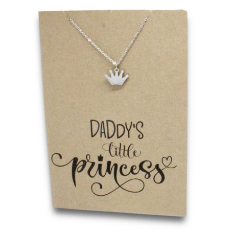Stainless Steel Necklace On Message Card Crown Daddys PrincessNECKLACE286