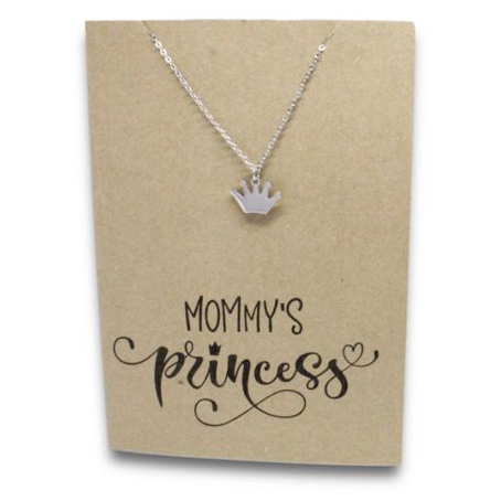 Stainless Steel Necklace On Message Card Crown Mommies PrincessNECKLACE285