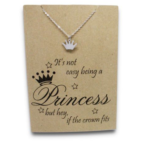 Stainless Steel Necklace On Message Card CrownNECKLACE054