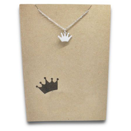 Stainless Steel Necklace On Message Card-Crown