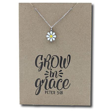 Stainless Steel Necklace On Message Card-Daisy Grow