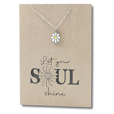 Stainless Steel Necklace On Message Card Daisy Let Your Soul ShineNECKLACE258