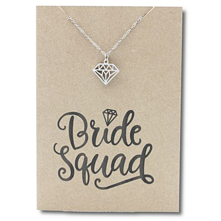 Stainless Steel Necklace On Message Card Diamond Bride SquadNECKLACE428
