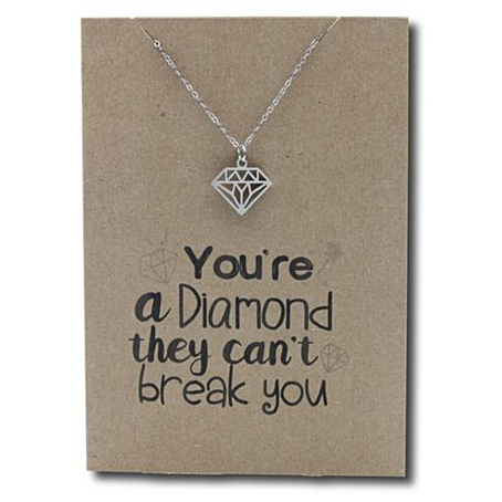 Stainless Steel Necklace On Message Card Diamond Cant BreakNECKLACE404