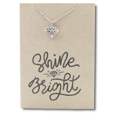 Stainless Steel Necklace On Message Card Diamond Shine BrightNECKLACE405 1