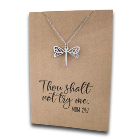Stainless Steel Necklace On Message Card Dragonfly Dont try MeEMBc362p113