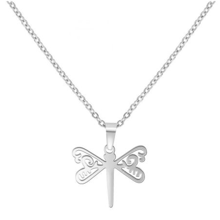 Stainless Steel Necklace On Message Card Dragonfly Live Laugh LoveEMBC364P115