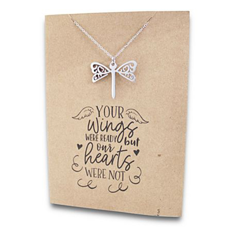 Stainless Steel Necklace On Message Card Dragonfly Your WingsNECKLACE192