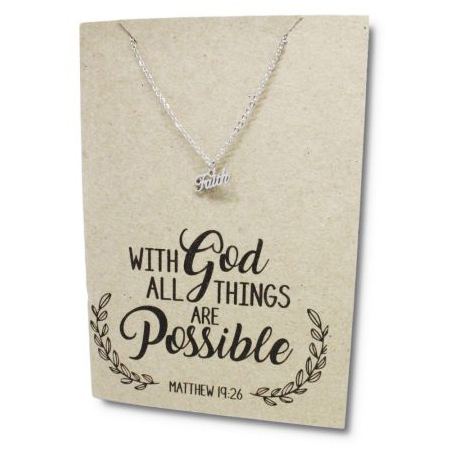 Stainless Steel Necklace On Message Card Faith GodNECKLACE108