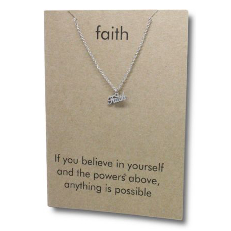 Stainless Steel Necklace On Message Card-Faith Love