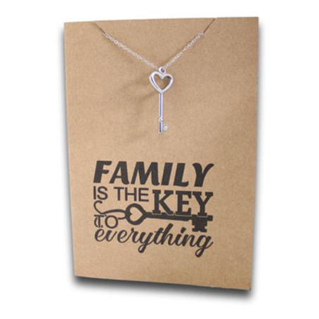 Stainless Steel Necklace On Message Card-Family Key