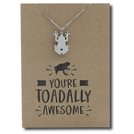 Stainless Steel Necklace On Message Card Frog ToadallyNECKLACE301