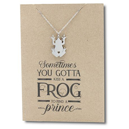 Stainless Steel Necklace On Message Card Frog princeNECKLACE381