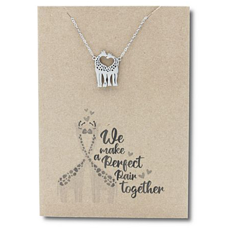 Stainless Steel Necklace On Message Card Giraffes HeartNECKLACE252
