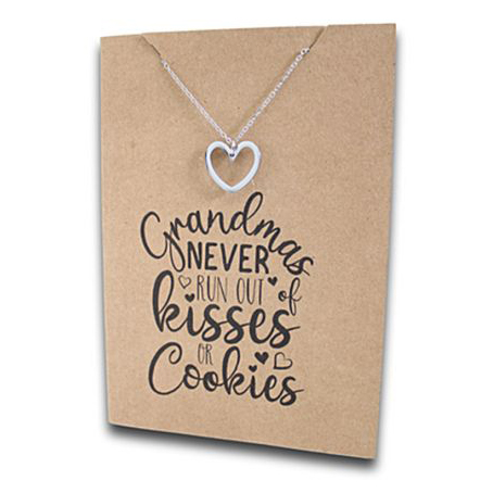 Stainless Steel Necklace On Message Card Grandma HeartNECKLACE354