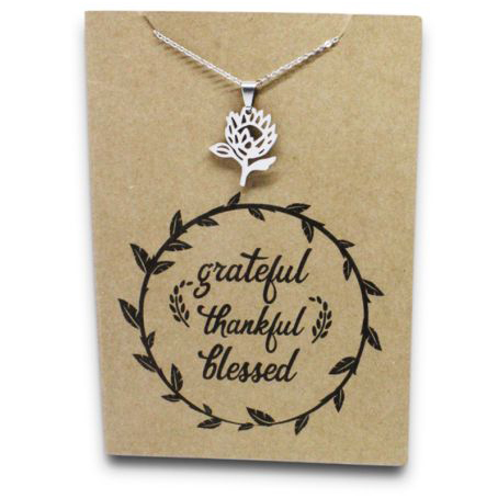 Stainless Steel Necklace On Message Card - Grateful