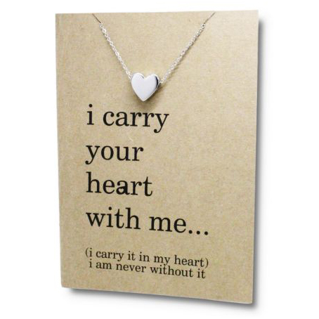 Stainless Steel Necklace On Message Card-Heart Carry