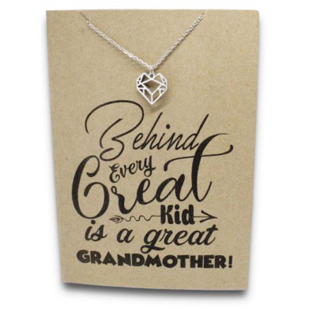Stainless Steel Necklace On Message Card Heart GrandmotherNECKLACE079
