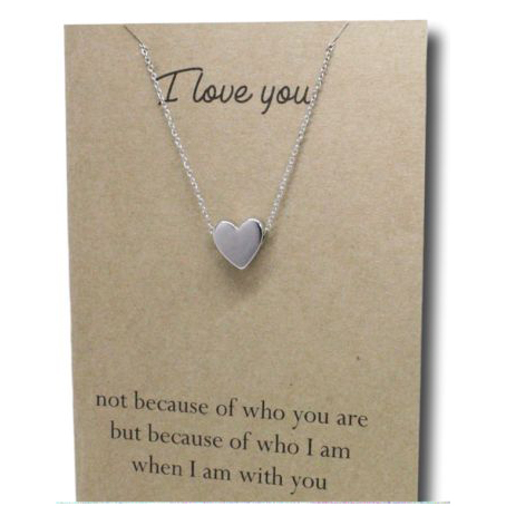 Stainless Steel Necklace On Message Card Heart I Love YouNECKLACE293