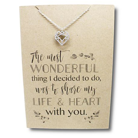 Stainless Steel Necklace On Message Card-Heart Wonderful