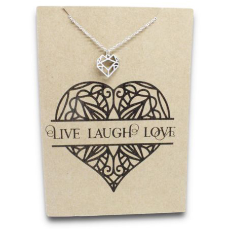 Stainless Steel Necklace On Message Card Heart LiveNECKLACE089