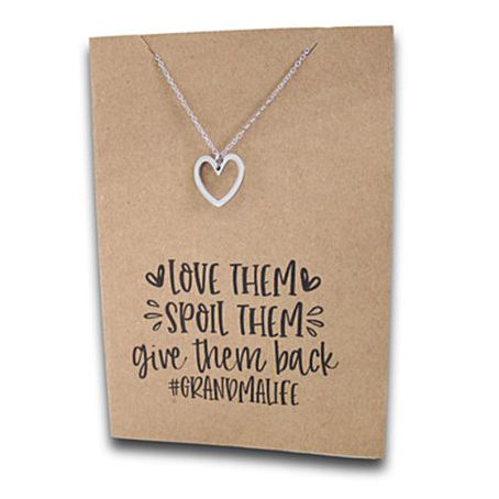 Stainless Steel Necklace On Message Card-Heart Love Them