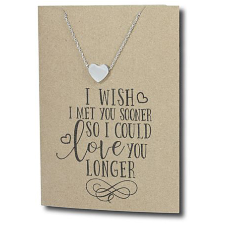 Stainless Steel Necklace On Message Card Heart LoveNECKLACE237