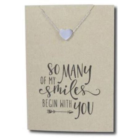 Stainless Steel Necklace On Message Card Heart SmilesNECKLACE199
