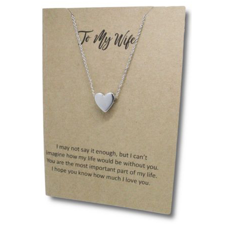 Stainless Steel Necklace On Message Card-Heart To My Wife