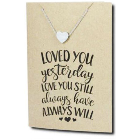 Stainless Steel Necklace On Message Card-Heart Yesterday