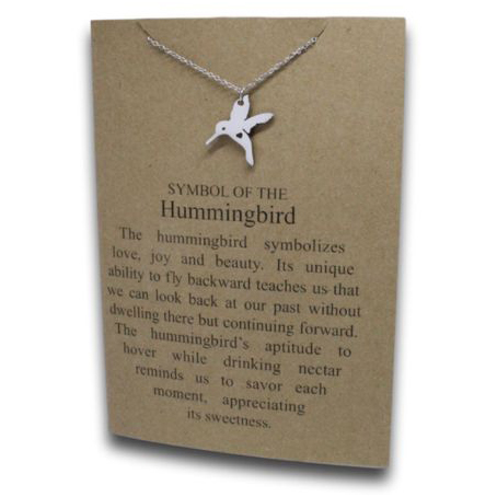 Stainless Steel Necklace On Message Card Hummingbird AlwaysHUMMING